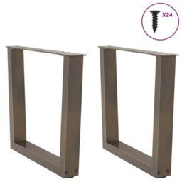 Berkfield Coffee Table Legs V-Shape 2 Pcs Natural Steel 50X(42-43.3) Cm Steel - thumbnail 4