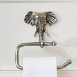 Melody Maison Metallic Silver Elephant Toilet Roll Holder 18Cm X 19Cm - thumbnail 4