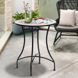 Wyld Haus Lerava 60Cm Ceramic Orange And White Round Mosaic Outdoor Bistro Table - thumbnail 3