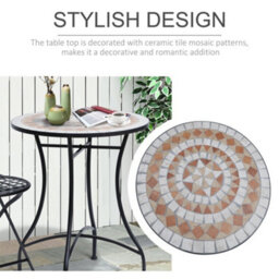 Wyld Haus Lerava 60Cm Ceramic Orange And White Round Mosaic Outdoor Bistro Table - thumbnail 6