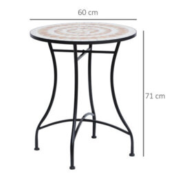 Wyld Haus Lerava 60Cm Ceramic Orange And White Round Mosaic Outdoor Bistro Table - thumbnail 4