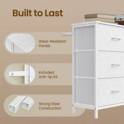 Ledrem Chest Of Drawers, Storage Unit With 5 Fabric Drawers And Wooden Top, 98.7 X 30 X 74.7 Cm, White - thumbnail 8