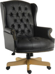 Teknik Chairman Super Large Executive Chair In Black Bonded Leather With Button Back Detailing