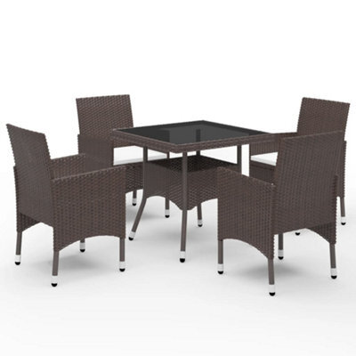 Berkfield 5 Piece Garden Dining Set Poly Rattan And Tempered Glass Brown - image 1