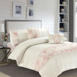 Homes & Linen Savanna Premium Embroidered Pink Duvet Cover Set Ultra Soft Warm Polyester Bedding Set With Pillowcases