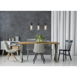 Luminosa Lighting Luminosa Annika Bar Pendant Ceiling Light Matt Black Smoke Glass Shade 3X E27 - thumbnail 5