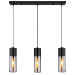 Luminosa Lighting Luminosa Annika Bar Pendant Ceiling Light Matt Black Smoke Glass Shade 3X E27 - thumbnail 3