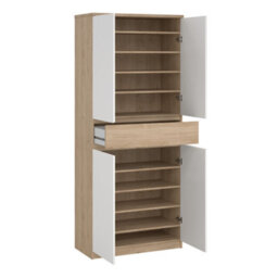Furniture To Go Naia Shoe Cabinet With 4 Doors 1 Drawer In Jackson Hickory Oak And White (W) 80.4 X  (H) 191.7 X (D) 40Cm - thumbnail 5