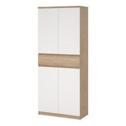 Furniture To Go Naia Shoe Cabinet With 4 Doors 1 Drawer In Jackson Hickory Oak And White (W) 80.4 X  (H) 191.7 X (D) 40Cm - thumbnail 3