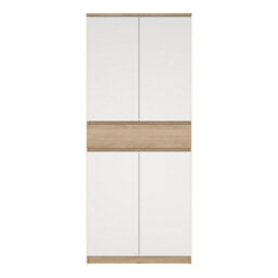 Furniture To Go Naia Shoe Cabinet With 4 Doors 1 Drawer In Jackson Hickory Oak And White (W) 80.4 X  (H) 191.7 X (D) 40Cm - thumbnail 2