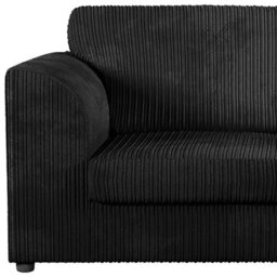 Furnishings For Less UK Luxor Jumbo Cord Fabric 3 Seater Sofa - Fullback Black - thumbnail 3