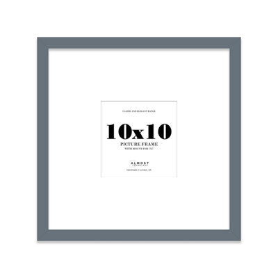 "10X10"" Grey Picture Frame - 10X10"" Square Frame With 7X7"" Mount For 10X10""/7X7"" Pictures Moderrn Style Thin Edge, 1 Pack" - image 1