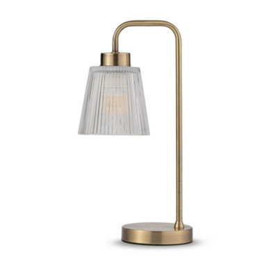 Lighting Supermarket Antique Arch Table Lamp With Mandalay Ribbed Clear Glass Shade - image 1