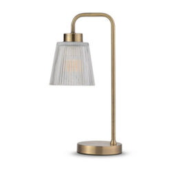 Lighting Supermarket Antique Arch Table Lamp With Mandalay Ribbed Clear Glass Shade - thumbnail 1