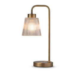 Lighting Supermarket Antique Arch Table Lamp With Mandalay Ribbed Clear Glass Shade - thumbnail 2