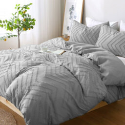 Lazzaro Tufted Single Duvet Cover Set Double Brushed Microfibre Single Bedding Set With Zipper Closure - thumbnail 1