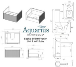 Aquarius Sophie 605mm Vanity Unit Matt White Wc Set With Matt Black Finishes - thumbnail 5