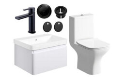 Aquarius Sophie 605mm Vanity Unit Matt White Wc Set With Matt Black Finishes - thumbnail 1