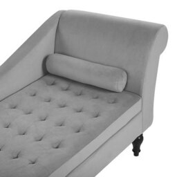 Beliani Right-Hand Chaise Longue Pessac Velvet Light Grey With Storage - thumbnail 6