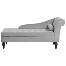 Beliani Right-Hand Chaise Longue Pessac With Storage Velvet Light Grey