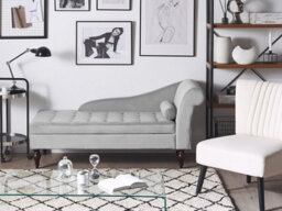 Beliani Right-Hand Chaise Longue Pessac Velvet Light Grey With Storage - thumbnail 2
