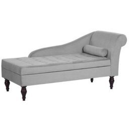 Beliani Right-Hand Chaise Longue Pessac Velvet Light Grey With Storage - thumbnail 4