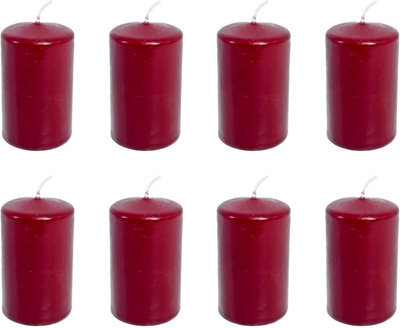 Simpa 8Pc Burgundy Wax Pillar Candles - 120 X 55mm - image 1