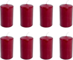 Simpa 8Pc Burgundy Wax Pillar Candles - 120 X 55mm - thumbnail 1