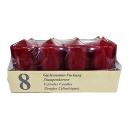 Simpa 8Pc Burgundy Wax Pillar Candles - 120 X 55mm - thumbnail 3