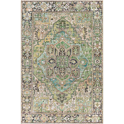 Livabliss Iris-Vintage Green Blue Beige Traditional Boho Living Dining Bedroom Rug 107 X 168 Cm Easy Care, Non Shedding - image 1