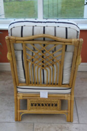 Garden Market Place Gardenmarketplace Portofino Cane Conservatory Furniture Duo Set- 2 Chairs And A Side Table- Striped Fabric. - thumbnail 5