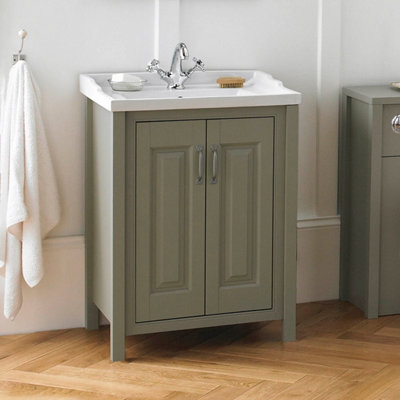 Nes Home Chiltern 800mm Freestanding 2 Door Vanity Basin Unit Stone Grey - image 1