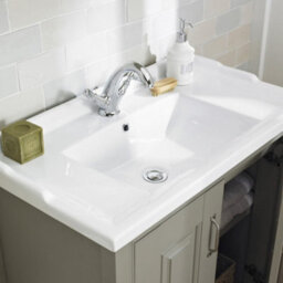 Nes Home Chiltern 800mm Freestanding 2 Door Vanity Basin Unit Stone Grey - thumbnail 2
