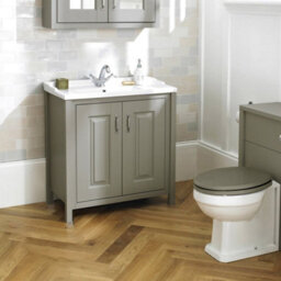 Nes Home Chiltern 800mm Freestanding 2 Door Vanity Basin Unit Stone Grey - thumbnail 3