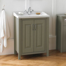 Nes Home Chiltern 800mm Freestanding 2 Door Vanity Basin Unit Stone Grey - thumbnail 1