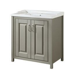 Nes Home Chiltern 800mm Freestanding 2 Door Vanity Basin Unit Stone Grey - thumbnail 4