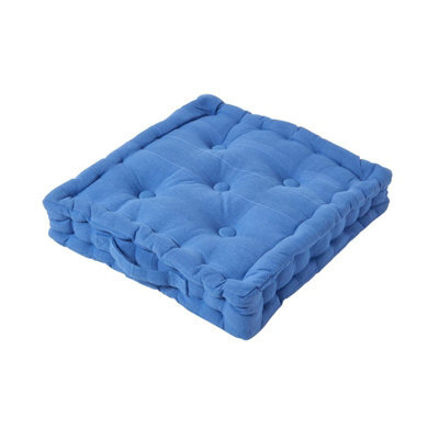 Homescapes Rajput Ribbed Cotton Floor Cushion Blue - image 1