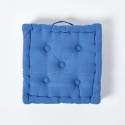 Homescapes Rajput Ribbed Cotton Floor Cushion Blue - thumbnail 3