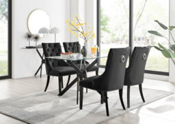 Furniturebox Uk Leonardo Black Leg Glass Dining Table & 4 Black Belgravia Black Leg Chairs - thumbnail 1