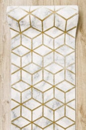 RugsX Exclusive Emerald Runner 1014 Glamour, Stylish Cube Cream / Gold 100 C  100X830 Cm - thumbnail 3