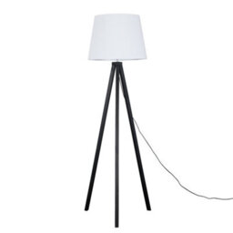 Valuelights Barbro Black Tripod Floor Lamp With White Tapered Shade And Bulb - thumbnail 1