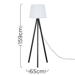 Valuelights Barbro Black Tripod Floor Lamp With White Tapered Shade And Bulb - thumbnail 3