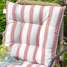 Dibor Set Of 4 Red Striped Outdoor Garden Chair Seat Pad Cushions (L)40Cm X (W)40Cm - thumbnail 3