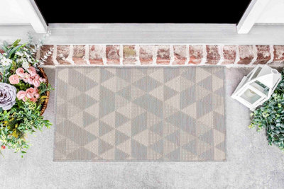 Modern Triangle Design Outdoor-Indoor Rugs Silver 50X80 Cm - image 1