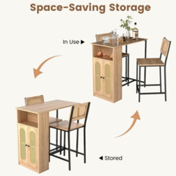 Gainoom 3-Piece Bar Table And Chairs Set Counter Height Kitchen Table With 2 Bar Stools - thumbnail 6