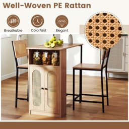 Gainoom 3-Piece Bar Table And Chairs Set Counter Height Kitchen Table With 2 Bar Stools - thumbnail 5