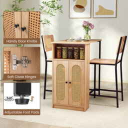 Gainoom 3-Piece Bar Table And Chairs Set Counter Height Kitchen Table With 2 Bar Stools - thumbnail 7