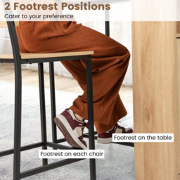 Gainoom 3-Piece Bar Table And Chairs Set Counter Height Kitchen Table With 2 Bar Stools - thumbnail 4