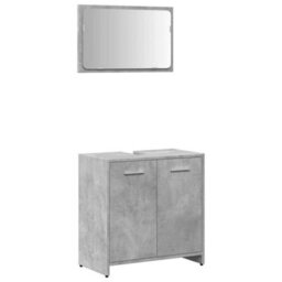 Walplus Bathroom Cabinet With Mirror Concrete Grey Engineered Wood - thumbnail 2