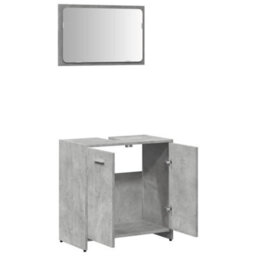 Walplus Bathroom Cabinet With Mirror Concrete Grey Engineered Wood - thumbnail 7